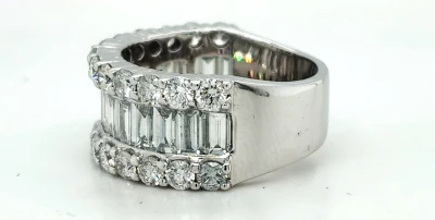 4.16ct Diamond & 18ct White Gold 3 Tier Band 10.1g