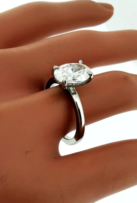 2.17ct Lab Grown Diamond & Platinum Solitaire Ring with HIDDEN HALO 5.6g