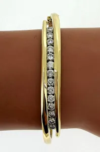 1.99ct Diamond & 14ct Gold Cross Over Bangle 17.4g 7.5 Inch