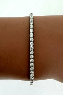 3.11ct Diamond & 18ct White Gold Tennis Bracelet 6.9g 7.5 Inch