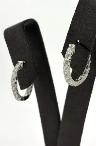 Solid Silver & Cubic Zirconia Hinged Huggies Style Hoop Earrings 4.0g ( 20 x 20 x 2.8mm )