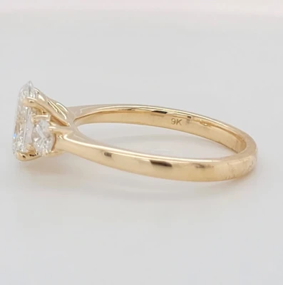 1.49ct Lab Grown Diamond & 9ct Gold Trilogy Ring 2.9g Size M