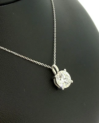 2.04ct Lab Grown Diamond & 9ct White Gold Solitaire Pendant 16/18 Inch