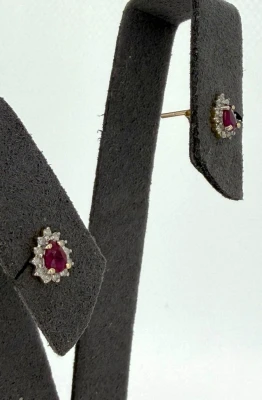 0.40ct Ruby & 0.15ct Diamond Stud Earrings 9ct Gold 0.9g