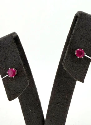 0.60ct Ruby & 9ct White Gold Stud Earrings 0.7g