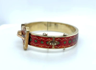 0.50ct Diamond & Fancy Enamel Buckle Bangle 35.9g