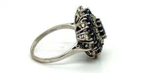 3.00ct Sapphire & 0.84ct Diamond Cluster Ring - 18ct White Gold 7.0g