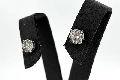 2.01ct Diamond & 9ct White Gold Solitaire Stud Earrings 2.0g