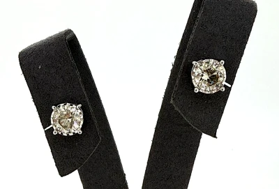 2.01ct Diamond & 9ct White Gold Solitaire Stud Earrings 2.0g