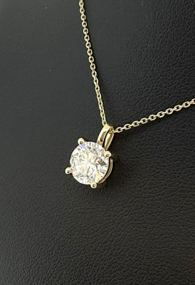 1.50ct Lab Grown Diamond & 9ct Gold Solitaire Pendant 16/18 Inch