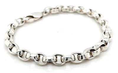 Solid Sterling SIlver 6.8mm Belcher Bracelet 32.8g ( Upto 9 Inch)