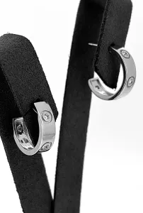 Solid Silver Half Hoop Screw Style Stud Earrings 4.8g ( 18.7 x 5.2mm )