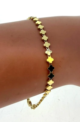 9ct Gold 3.7mm Fancy Clover Linked Bracelet 7.5 Inch