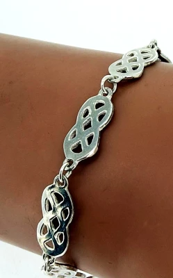 Solid Sterling Silver 7.4mm Celtic Link Bracelet 8.0g 7.25Inch