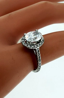 1.30ct Lab Grown Diamond & Platinum Halo Solitaire Ring 3.6g