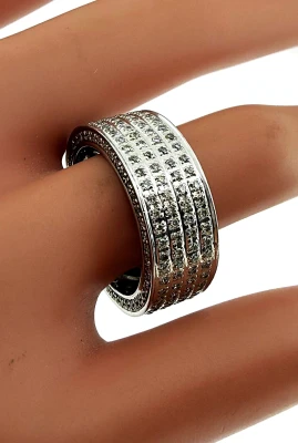 1.00ct Diamond & 18ct White Gold 8.3mm Full Band 8.9g