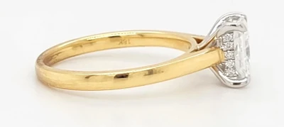 1.13ct Lab Grown Diamond & 18ct Gold Solitaire Ring ( Hidden Halo) 3.5g Size: M