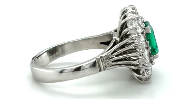 1.50ct Emerald & 1.80ct Diamond Dress Ring -18ct White Gold 9g