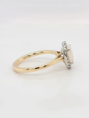 0.70ct Opal & Diamond Halo Solitaire Ring - 9ct Gold 3.3g