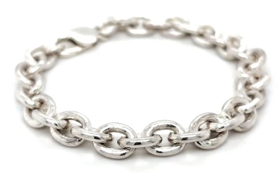 Solid Sterling Silver 9.3mm Belcher Linked Bracelet 39.7g ( Upto 9 inch)
