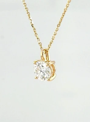 1.00ct Lab Grown Diamond & 9ct Gold Solitaire Pendant 16/18 Inch