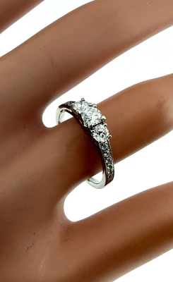 0.61ct Diamond & Platinum Trilogy Ring 3.9g Size L