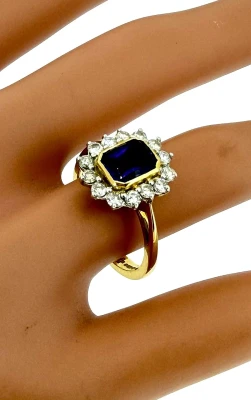 1.50ct Amethyst & 0.60ct Diamond - 18ct Yellow Gold, 6.3g