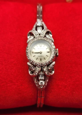 Vintage Rolex 15mm Precision Watch (year 1952) 18ct/14ct White Gold & Diamond