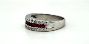 Ruby & Diamond 6.5mm 14ct White Gold Band 5.6g