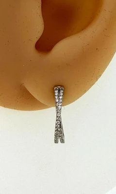 0.25ct Diamond & 9ct White Gold Kiss Hoop Earrings 2.4g