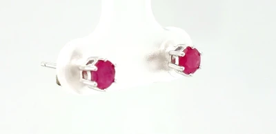 0.60ct Ruby & 9ct White Gold Stud Earrings 0.7g