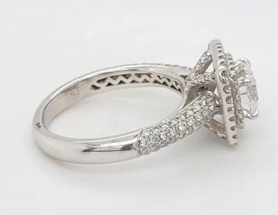 2.00ct Lab Grown Diamond & 14ct White Gold Halo Solitaire Ring 4.2g