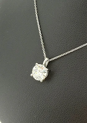 1.50ct Lag Grown Diamond & 9ct White Gold Solitaire Pendant 16/18 Inch