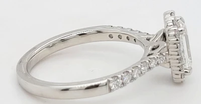 1.58ct Lab Grown Emerald Cut Diamond & Platinum Halo Solitaire Ring 5.7g