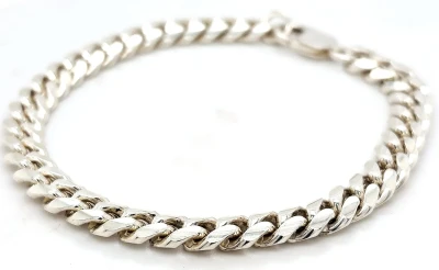 Solid Sterling Silver 8mm Curb Bracelet  32.7g (upto 9 inch)