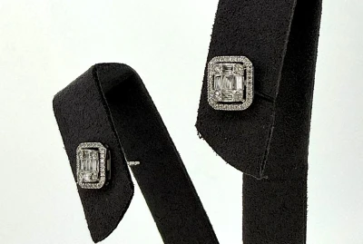 0.37ct Diamond & 18ct White Gold Halo Stud Earrings 1.8g