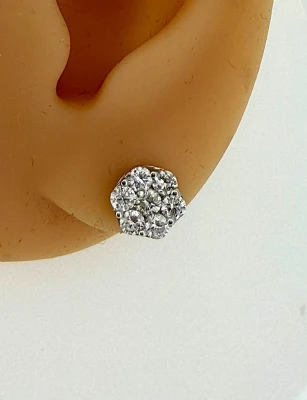 0.52ct Diamond & 18ct White Gold Cluster Studs 2.1g