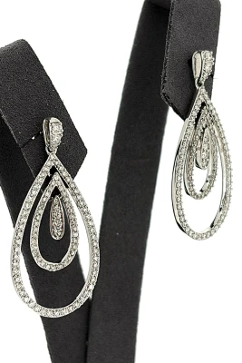 1.50ct Diamond & 9ct White Gold Drop Stud Earrings 7.8g ( 41.00mm x 18.00mm)