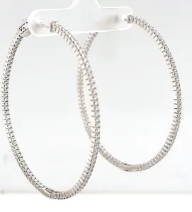 Solid Silver & Cubic Zirconia Oval Hinged Hoop Earrings 9.7g ( 55.5 x 46 x 1.8mm)