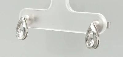 0.25ct Diamond & 18ct White Gold Pear Shape Stud Earrings 1.6g