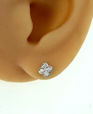 0.20ct Diamond & 9ct White Gold Clover Stud Earrings 1.0g