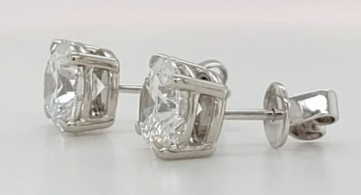 4.03ct Lab Grown Diamond & Platinum Solitaire Stud Earrings 5.0g