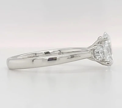1.49ct Lab Grown Diamond & Platinum Trilogy Ring 5.3g Size M