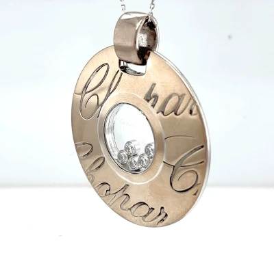 0.50ct Diamond & 18ct White Gold CHOPARD Pendant 28.9g