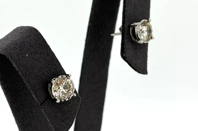 2.01ct Diamond & 9ct White Gold Solitaire Stud Earrings 2.0g