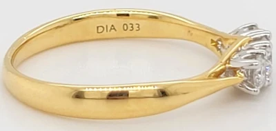 0.33ct Diamond & 18ct Gold Trilogy Ring 2.5g SIze N