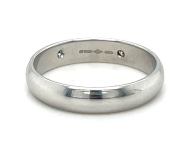 0.06ct Diamond & Platinum D Shape 4mm Wedding Band 5.0g