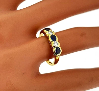 0.60ct Sapphire & 0.20ct Diamond 18ct Gold Ring 3.3g