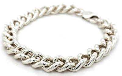 Solid Sterling Silver 10mm Traditional Curb Bracelet 58.4g ( upto 9 inch)